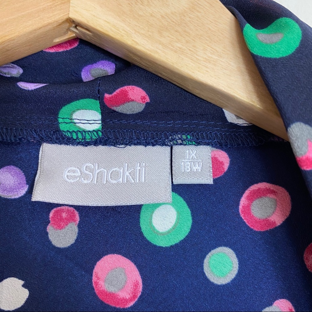 Eshakti navy Blue and white top poka dots size 1X - Picture 5 of 8